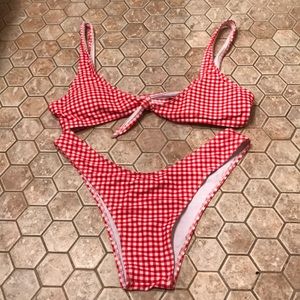 Red Gingham Print Bikini